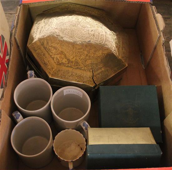 Edward VIII coronation Mug, 8 cm; 3 Medici Society Mugs (3) 12 cm high, and 2 other commemorative mugs (boxed)
